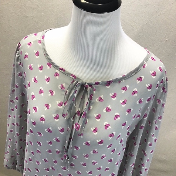🦋Pleione Nordstrom Floral Keyhole Tie Blouse - Picture 4 of 8